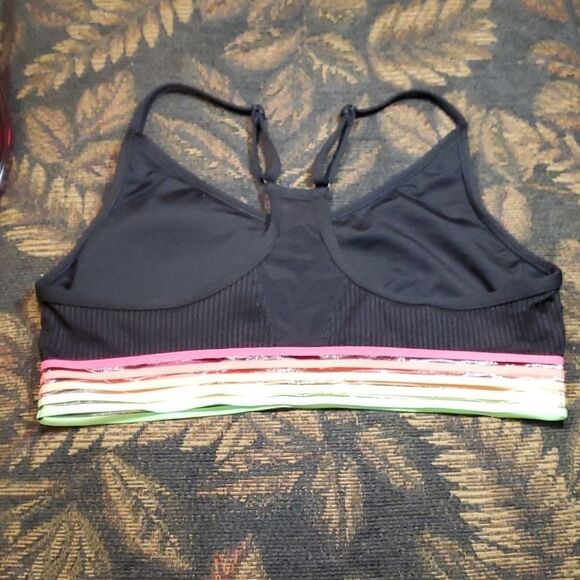 PINK Sport- Ultimate Lightly-Lined Racerback Sports Bra Black with Striped Band - Picture 2 of 5